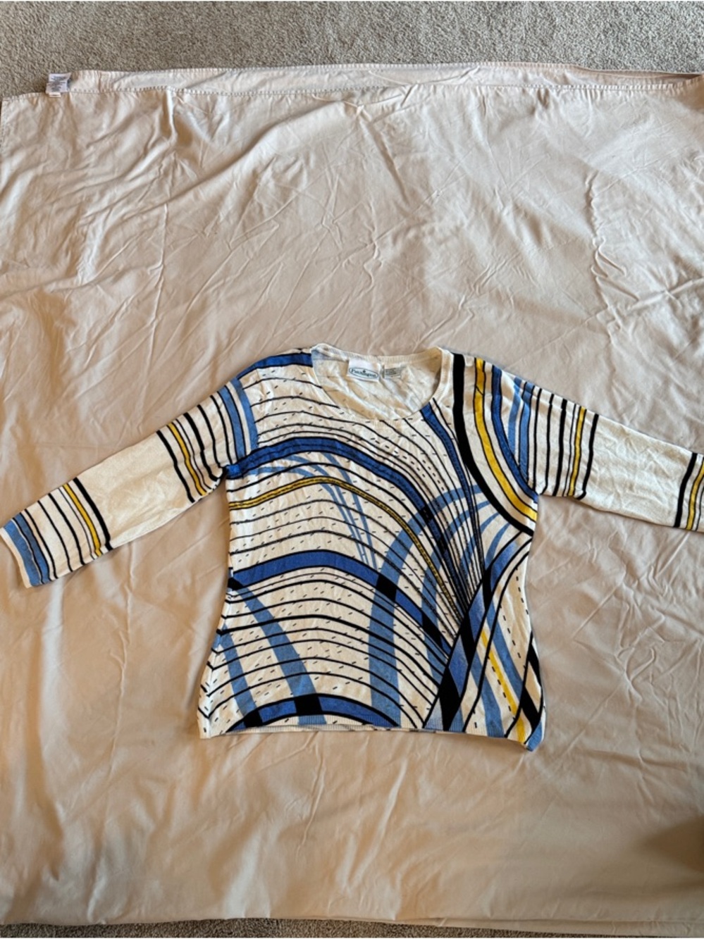 Patchington Blue, Yellow & Cream Swirl Long-Sleeve Tee